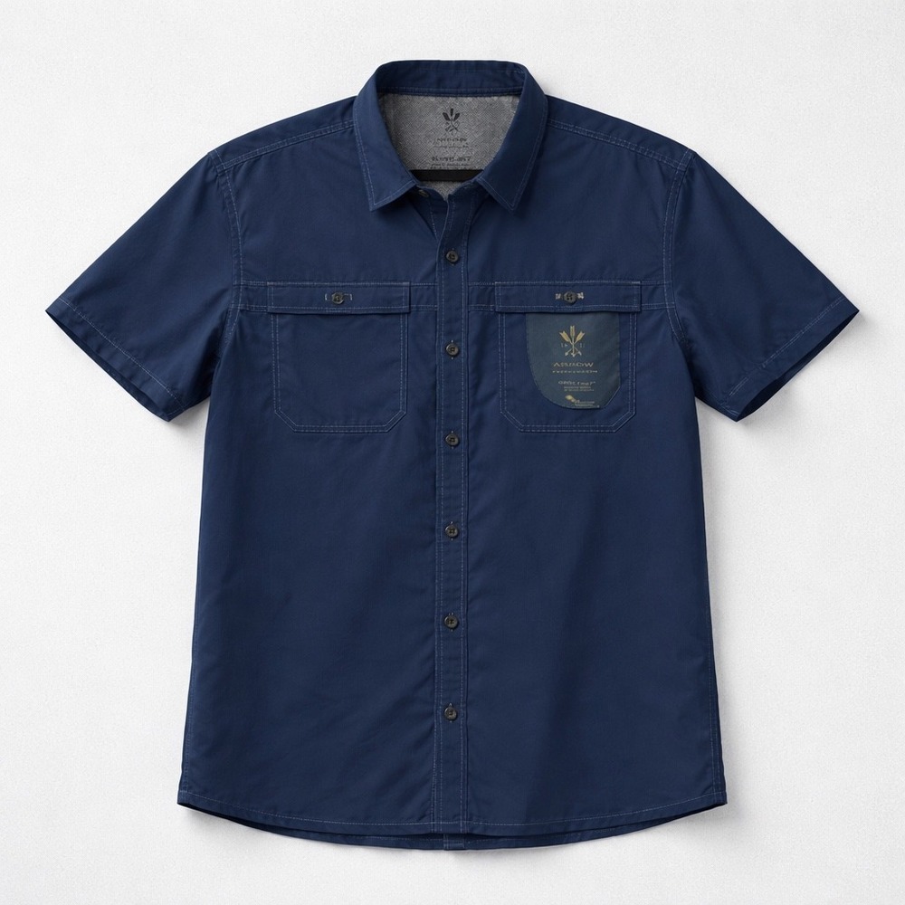 ARROW PERFORMANCE Mens Big Tall Short Sleeve Blue Cool Fast Button Up Shirt XLT
